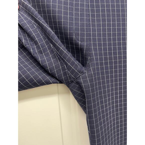 Betabrand Classic Dress pants yoga pant straight leg pull on navy check large - Picture 4 of 7